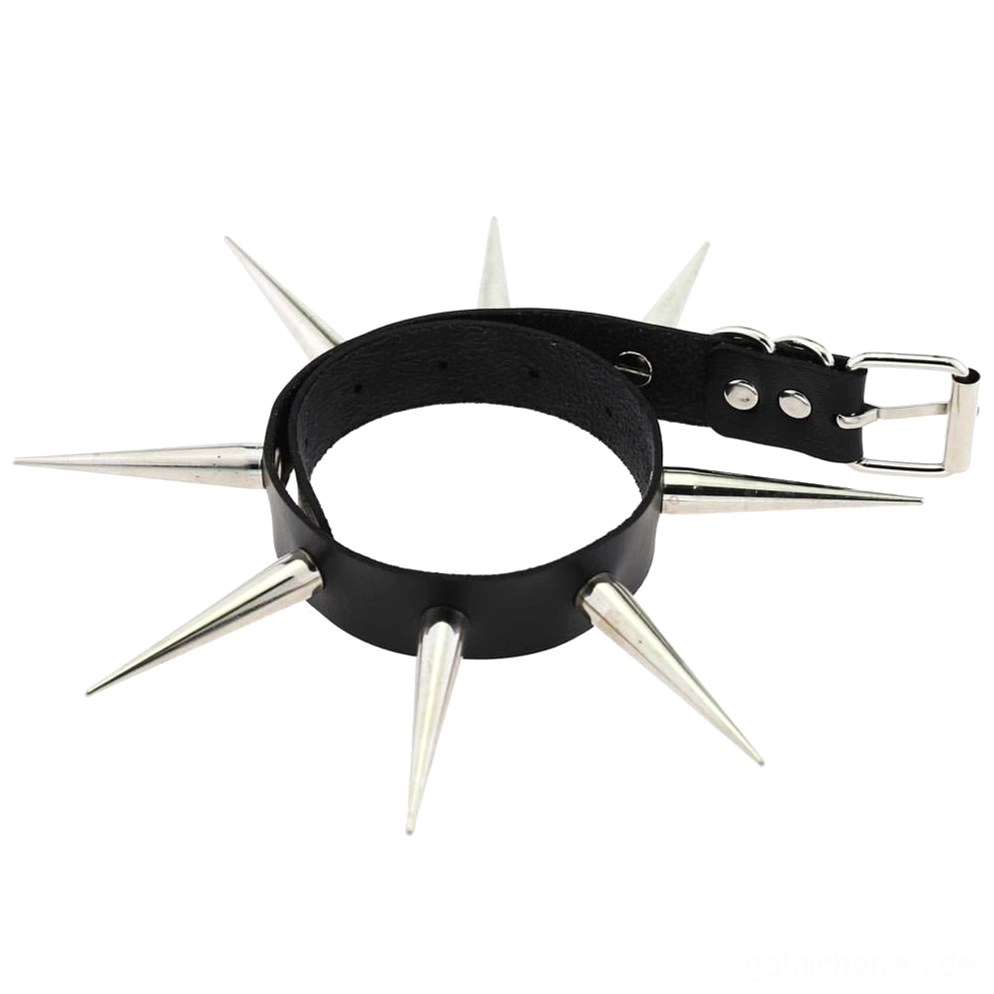 Mehrfarbig Spike Choker Halsband Kollektion zusammen angezeigt, zeigt Farbvielfalt und Gothic Accessoire Optionen, komplette Farbpalette Übersicht