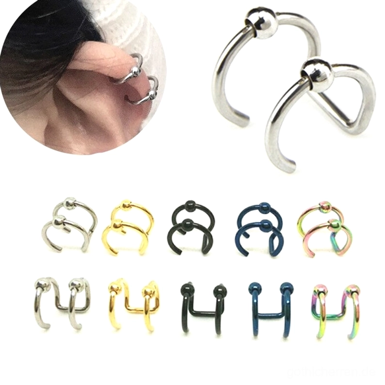 Mehrfarbiges Gothic-Edelstahl-Hoop-Piercing-Ring-Set mit verschiedenen Finish-Optionen einschließlich Schwarz und Silber