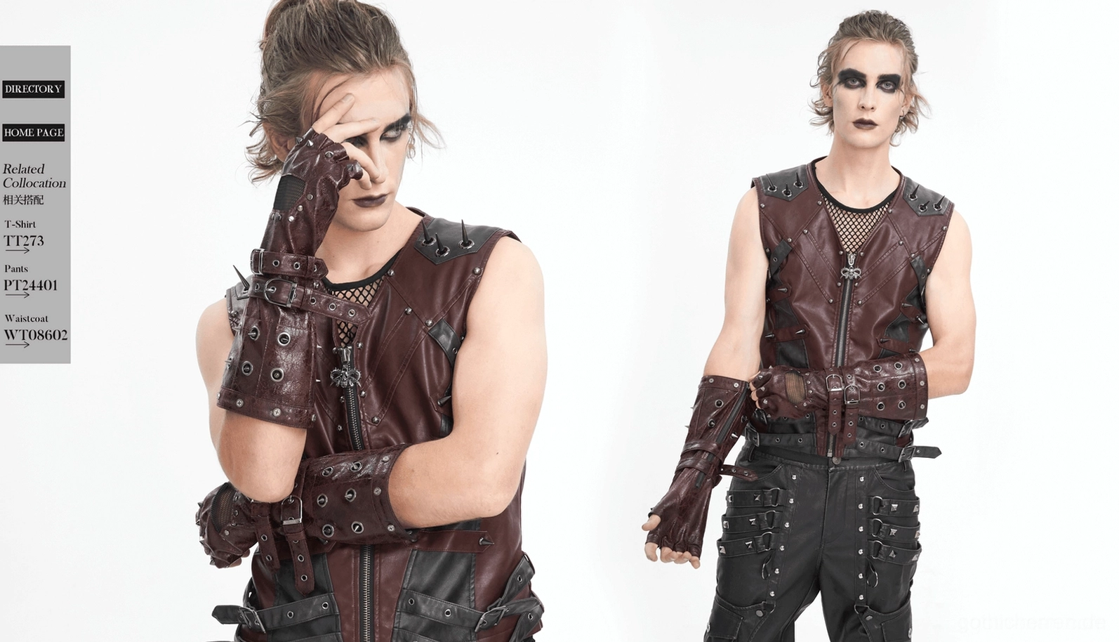 Herren gothic studded fingerlose gauntlet-handschuhe produkt-fotografie mit komplettem design, metalldetails und hochwertiger konstruktions-qualität