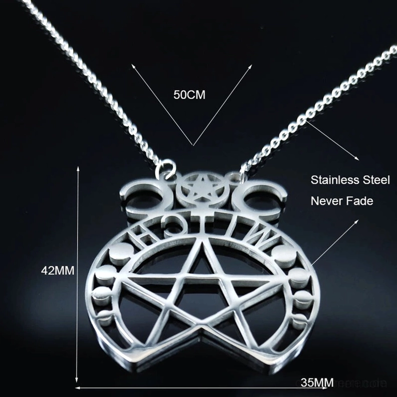 Pentagramm Hexen Halskette Gothic Schmuck Alternative Fashion Statement Piece Dark Statement Okkulte Ikonographie