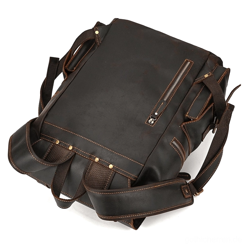 Premium echtes Leder Gothic Rucksack - Laptop-Kapazitäts-Demonstrationswinkel Tragbar 15-17 Zoll