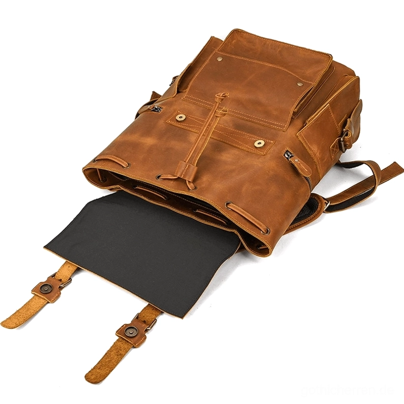 Premium echtes Leder Gothic Rucksack mit Vintage-Ästhetik Alterung und natürliche Patina-Entwicklung