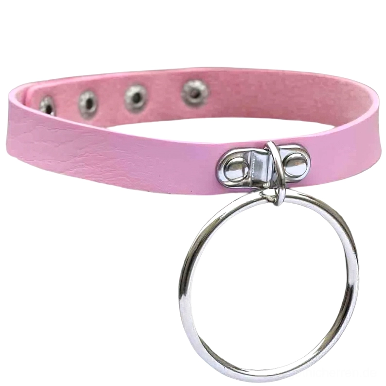 Rosa Alternative Fashion Choker mit silbernem Vorhängeschloss Anhänger, Pastel Goth Styling Option, Kunstleder Halsband, verstellbare Schnappverschlüsse, Gothic Schmuck