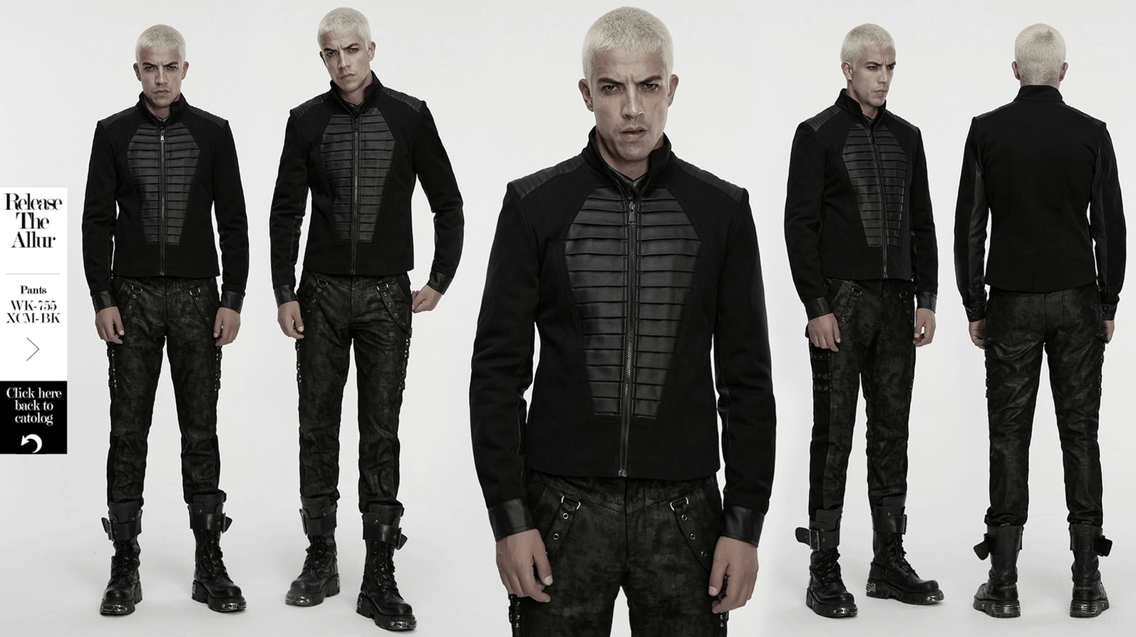 Alternative Fashion Military Gothic Jacke mit Sargmotiv-Kunstlederpaneel und professioneller handwerklicher Schneiderei-Details