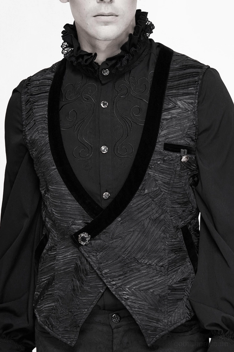 Schwarze Gothic-Anzugweste kombiniert mit Accessoires und Zubehör für Alternative-Fashion und Gothic-Subkultur-Stil