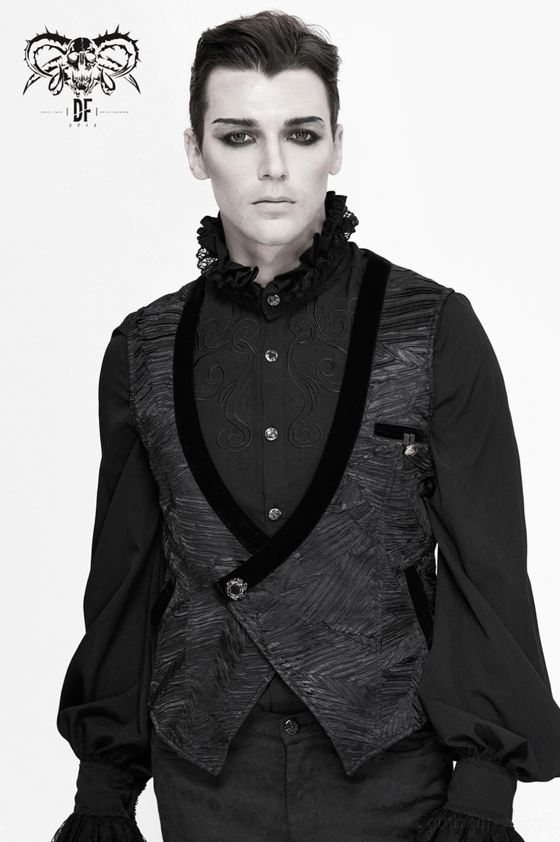 Schwarze Gothic-Herren-Anzugweste vielseitige Styling-Option für Club-Wear und Alternative-Subkultur-Fashion