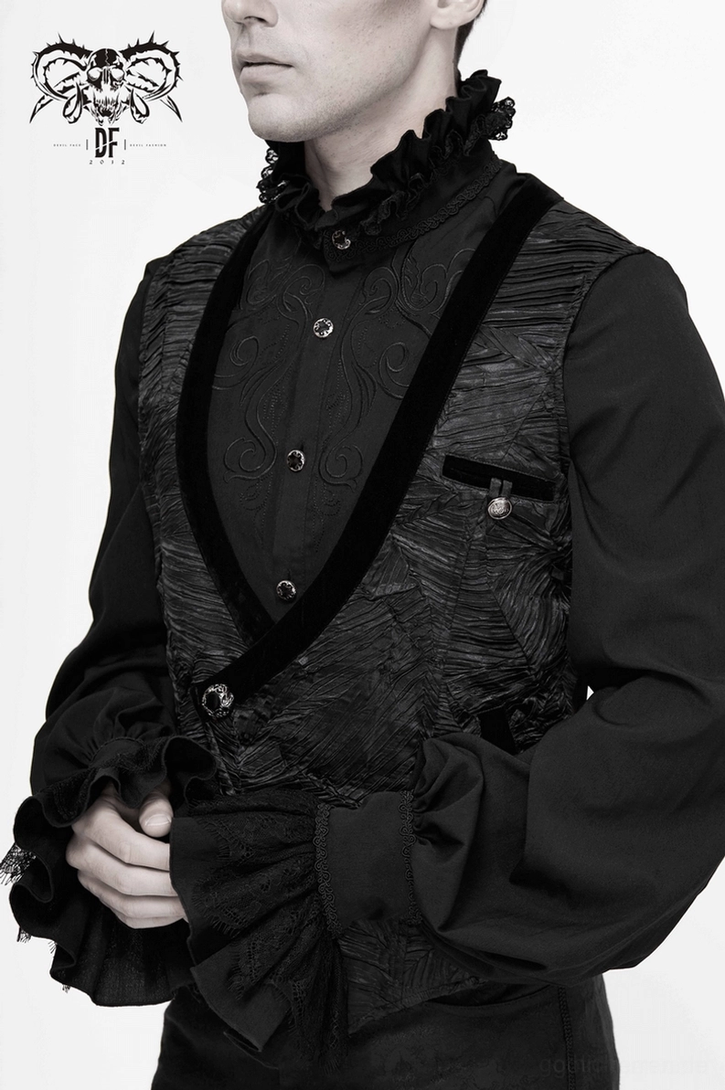 Schwarze Gothic-Herren-Anzugweste Styling-Inspiration für formale Gothic-Veranstaltungen und Nachtleben-Anlässe