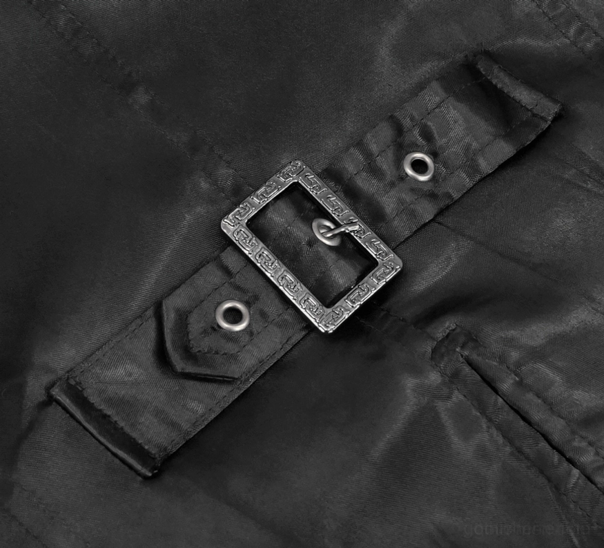 Schwarze Gothic-Herren-Anzugweste alternative Perspektive mit Knopfverschluss und maßgeschneiderter Konstruktion