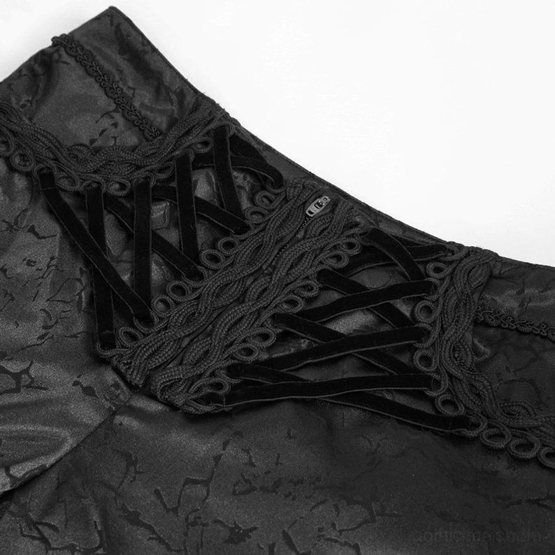 Schwarze Gothic-Cargohose Alternative Styling-Ansicht – dunkelästhetische Herrenmode für Underground-Fashion und Alternative-Kultur