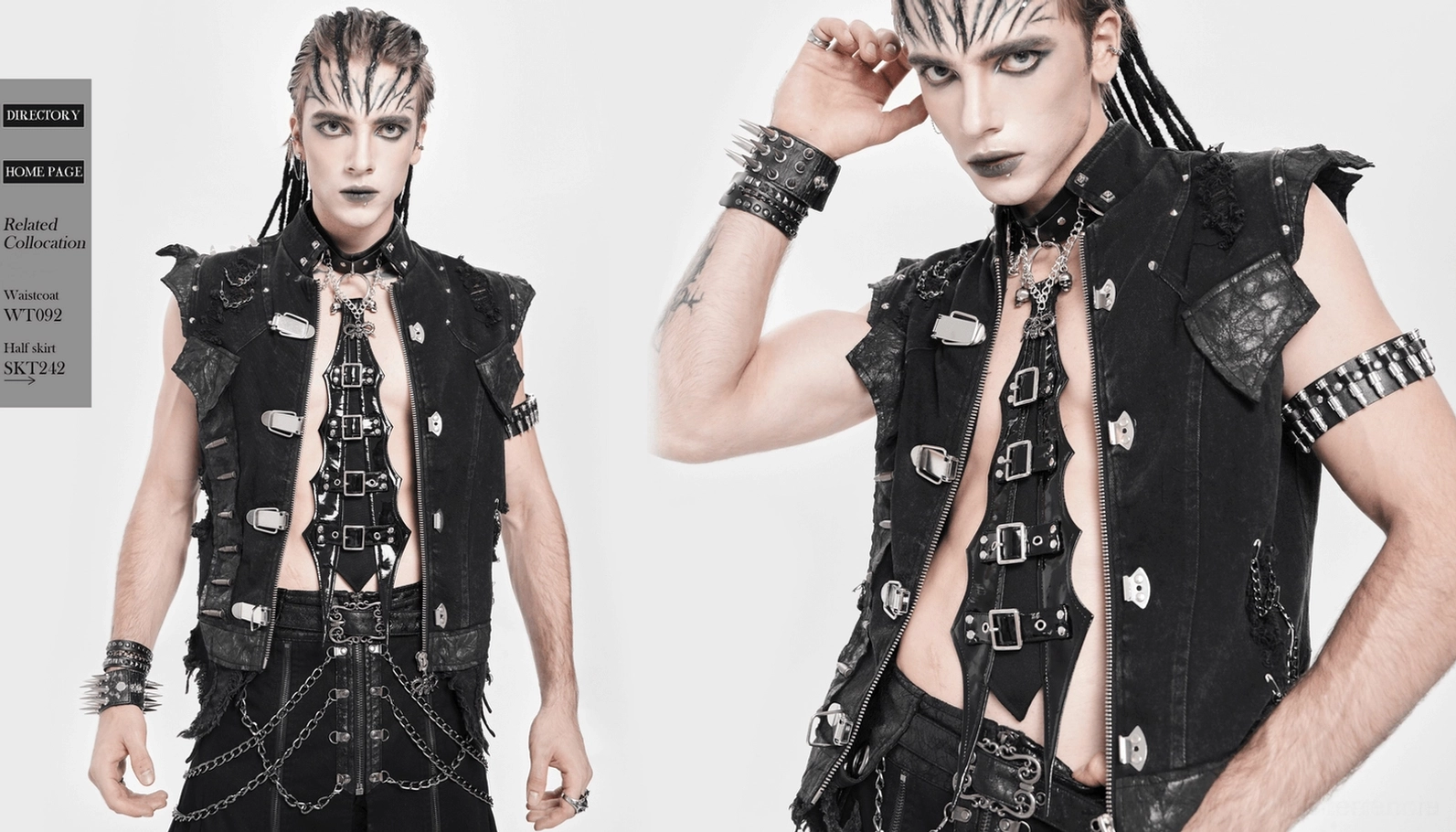 Schwarze Gothic-Choker in Layering-Styling, zeigt Vielseitigkeit als Teil eines kompletten Gothic-Outfit-Ensembles und Gesamt-Look