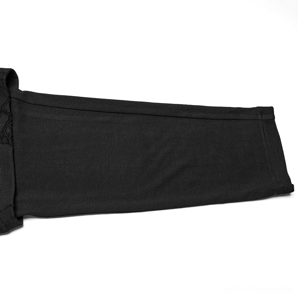 Schwarze Gothic Haremshose Innenhosen-Detail mit Stretch-Konstruktion und integrierter Leggings-Schicht