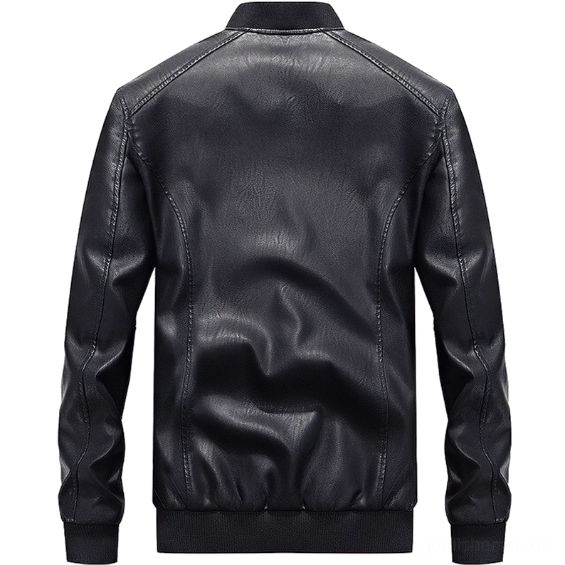 Schwarze Gothic Motorradjacke Rückansicht zeigt Rippenbündchen Saum und Rücken Panel Struktur