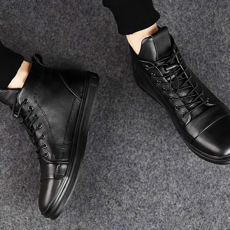 Schwarze Gothic Stiefel Herren Styling Band Merchandise Alternative Aesthetic Mode Kombination