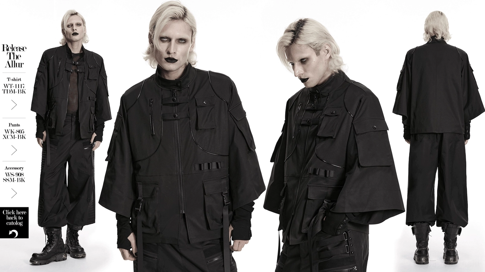 Schwarze Gothic Techwear Utility Jacke Lifestyle-Fotografie demonstriert vielseitiges Layering-Potential mit alternativer Mode und unterirdischem Underground-Stil