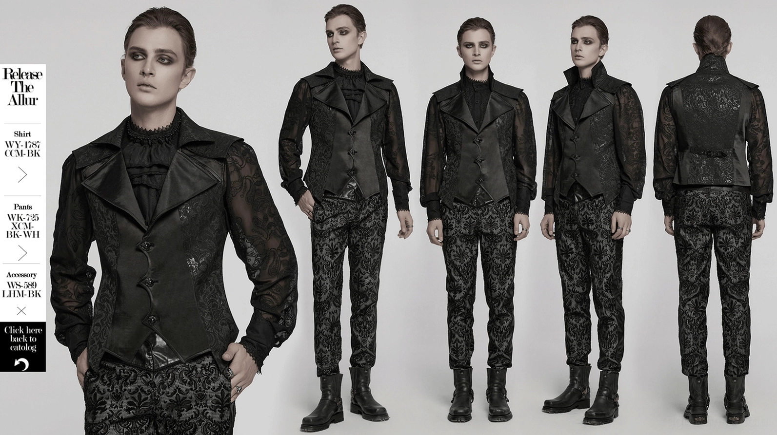 Schwarze Gothic Jacquard Weste komplette Front-Ästhetik gestylt mit doppellagiger Schulterkonstruktion und viktorianisch-gotischer Eleganz
