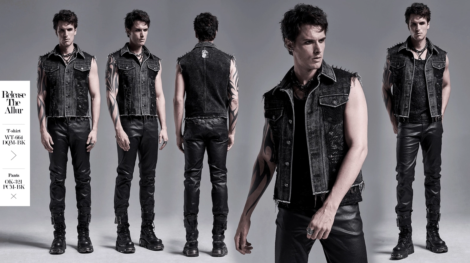 Schwarze Gothic Denim Weste Saum und ausgefranster Rand Detail - zeigt acid-Wasch-Technik und ausgefranste Handwerkskunst