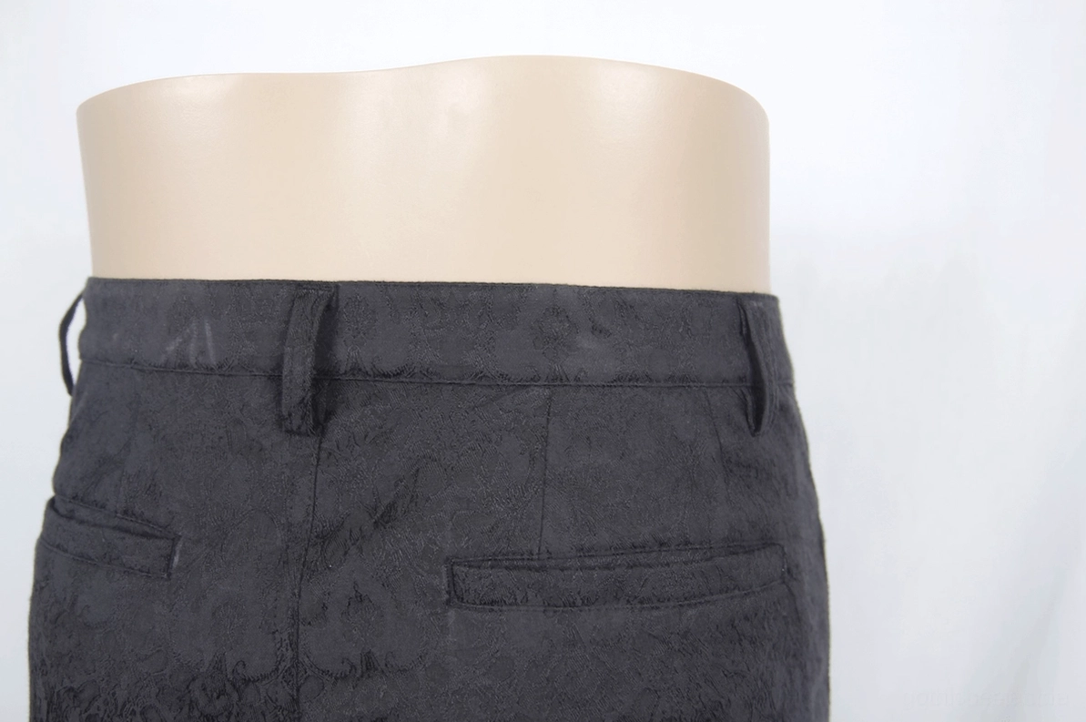 Schwarze gotische Röhrenhose Größentabelle und Messungsreferenzkarte für Herren Alternative Fashion, Größenführer Messinstruktionen