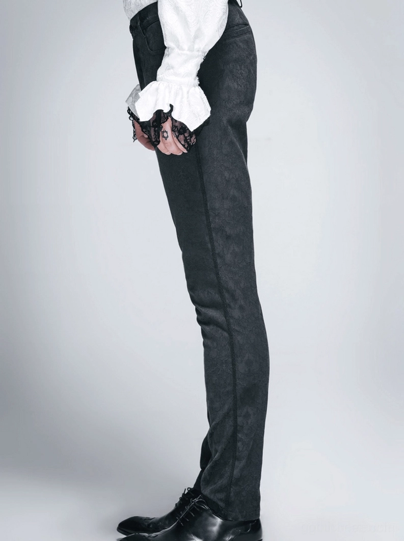 Styling-Inspiration für schwarze gotische Röhrenhose mit alternativer Mode und Club-Wear Kombinationen, Herrenhohe Goth Fashion Outfit-Ideen