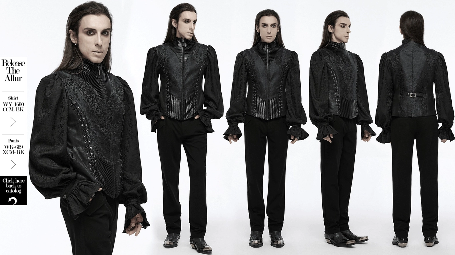 Schwarze gotische Weste Styling-Schichtungsoption mit Hemd und gotischen Accessoires – Kombinationsvorschlag auf Modell