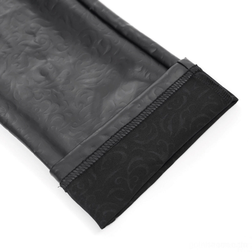 Alternative Fashion schwarze Kunstleder-Trousers demonstriert Elastizität Dehnfähigkeit und Form-anliegend perfekt sitzende Silhouette