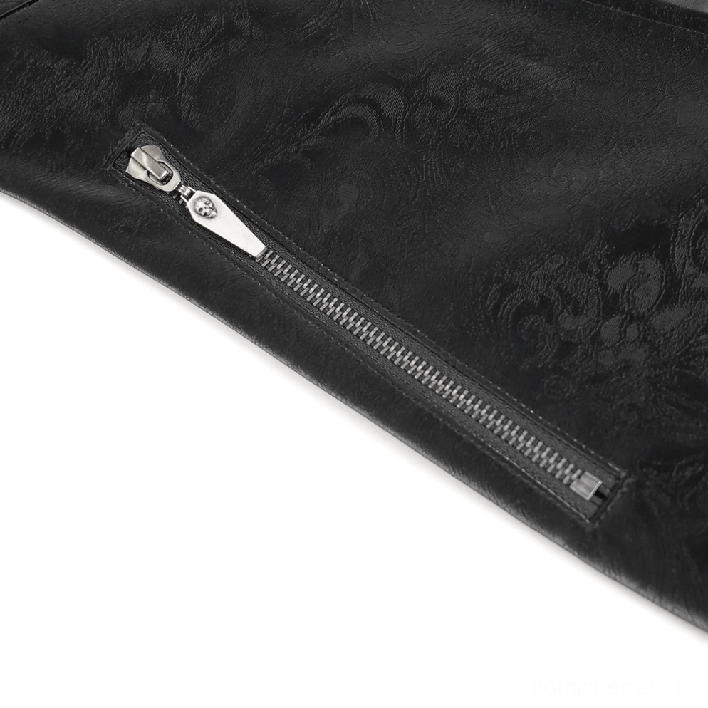 Schwarzer Gothic-Herrenmantel komplettes Outfit Styling-Vorschlag mit Accessoires, Alternative Fashion Gesamtlook