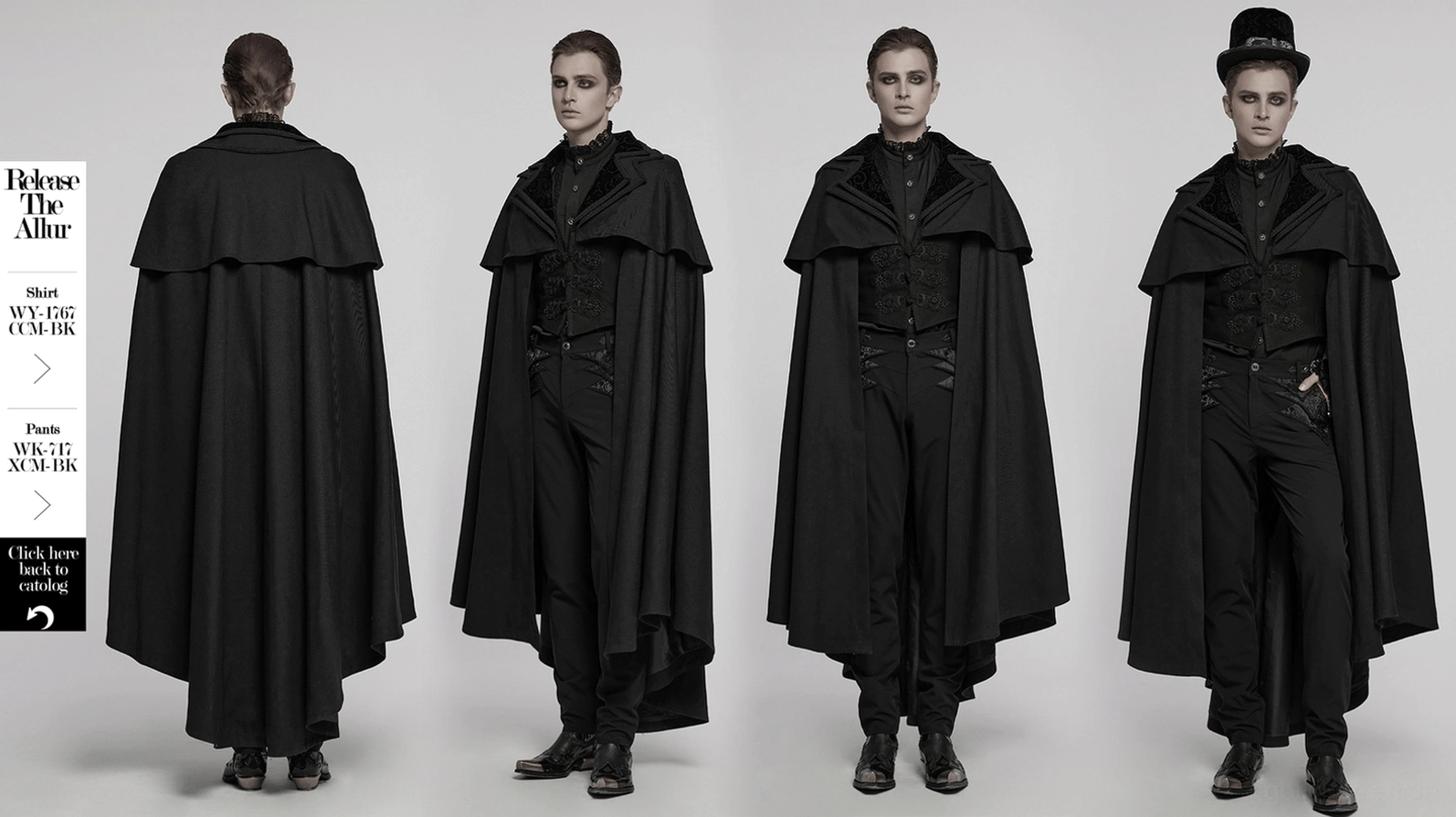 Schwarzer Gothic-Vampir-Mantel hängend Displayaufnahme zeigt dramatische Drapierung und bodenlangia Silhouette der geprägte Samt-Cape mit vollständiger Länge
