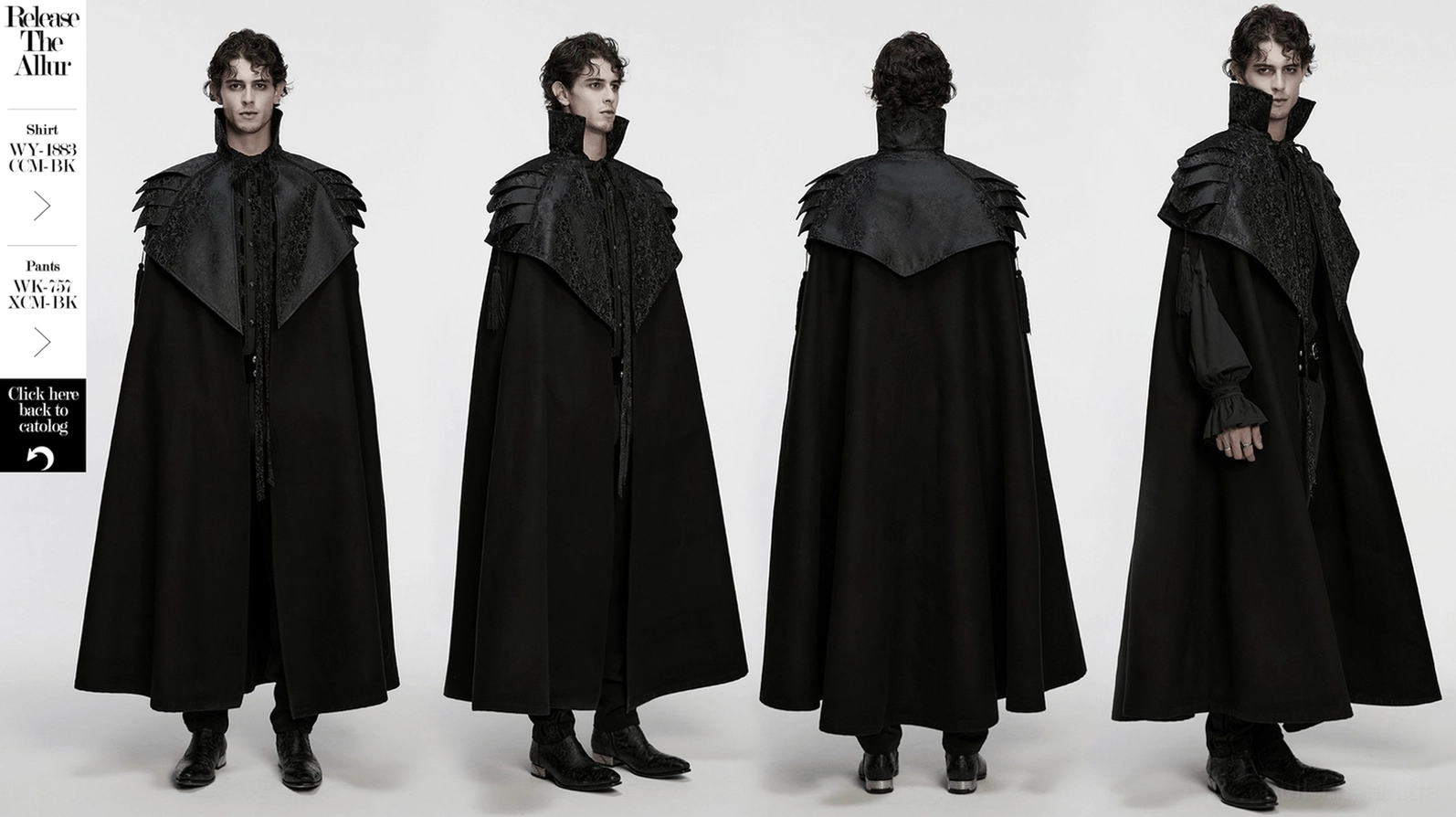 Schwarzer viktorianischer Gothic Schulterrüstungs-Umhang mit Jacquard-Verzierung - Jacquard-Spitzen-Détaillierung und High-Fashion dunkle Ästhetik für gothische Eleganz