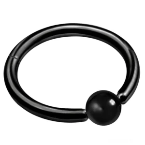 Schwarzes Chirurgenstahl-Klicker-Nasenpiercing mit Hinged-Segment-Verschluss und hochglanzpolierter Oberfläche – Industrial-Gothic-Körperschmuck