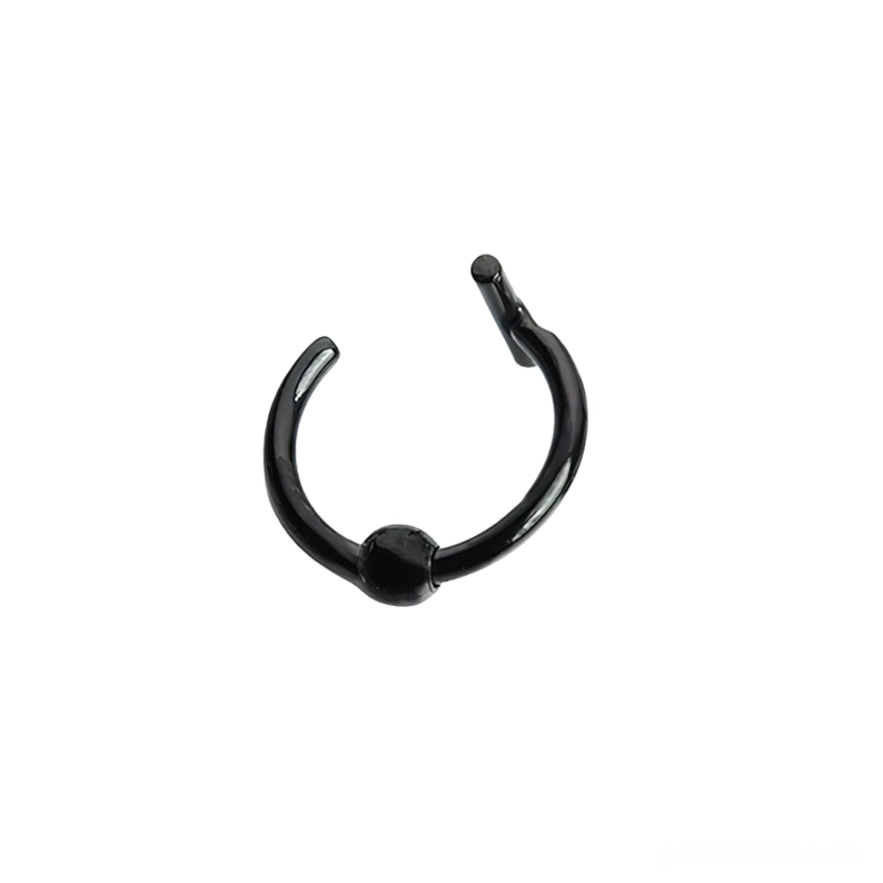 Schwarzes einfaches Hoop-Gothic-Körperschmuck aus chirurgischem Edelstahl mit Kugelklemmer, industrielle dunkle Ästhetik