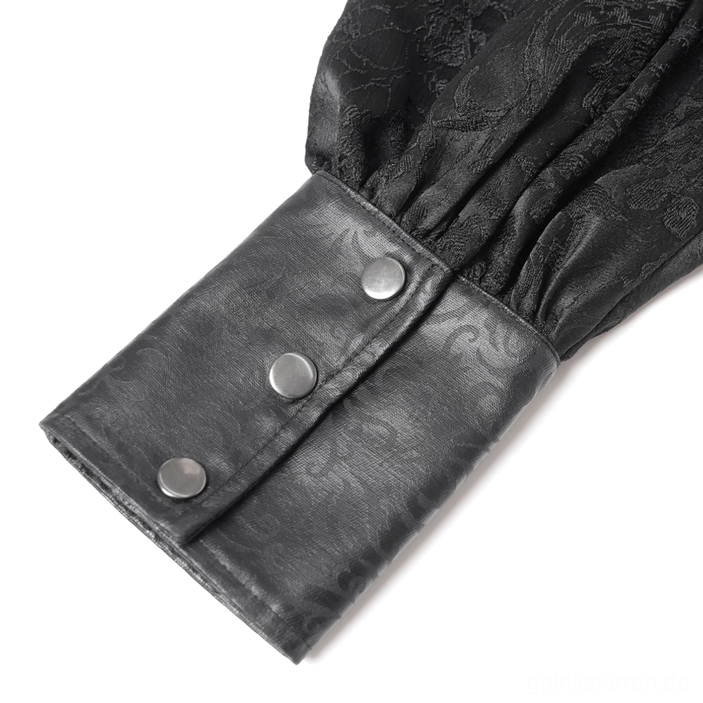 Gothic-Hemd Ärmeldetail Bischofärmel Puffärmel Manschettenknopf schwarzes Herrenhemd Schneiderei