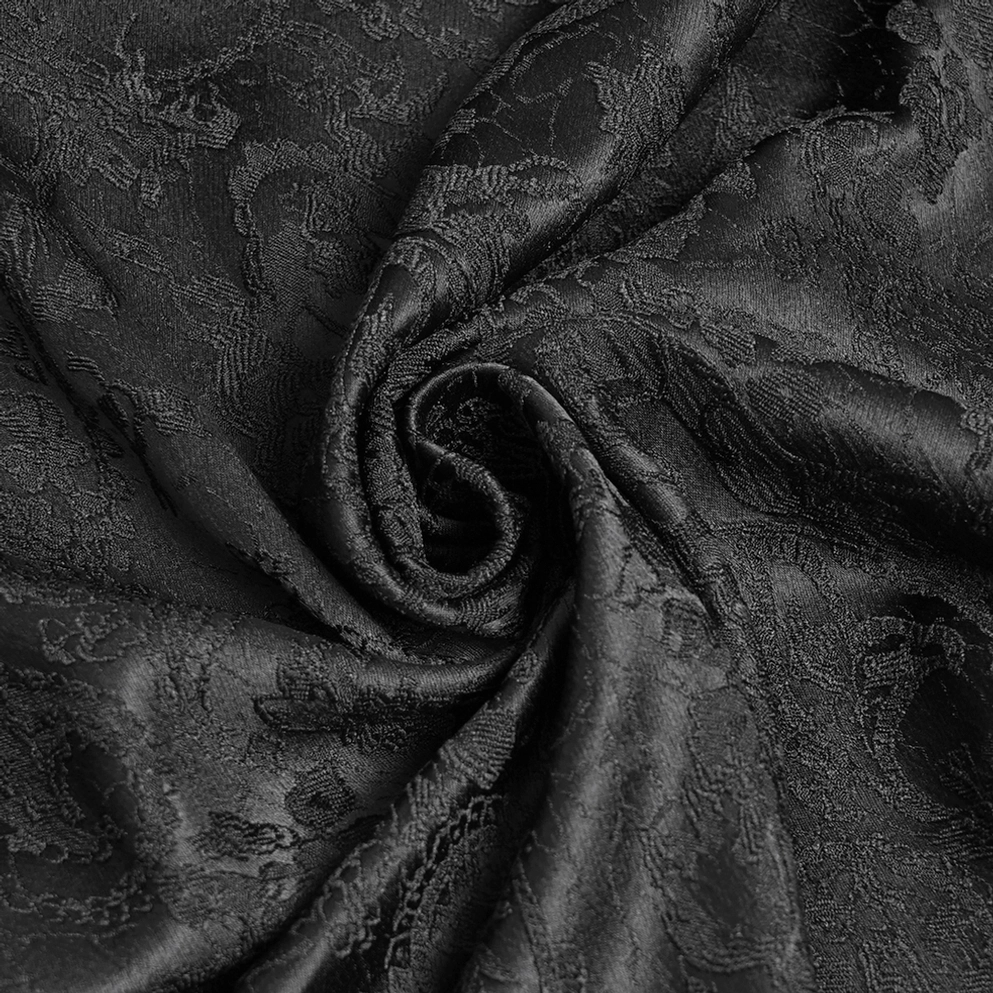 Gothic-Hemd Halskragen Detail hoher Stehkragen Rüschen Metallknopfbefestigung schwarzes Herrenhemd Verarbeitung