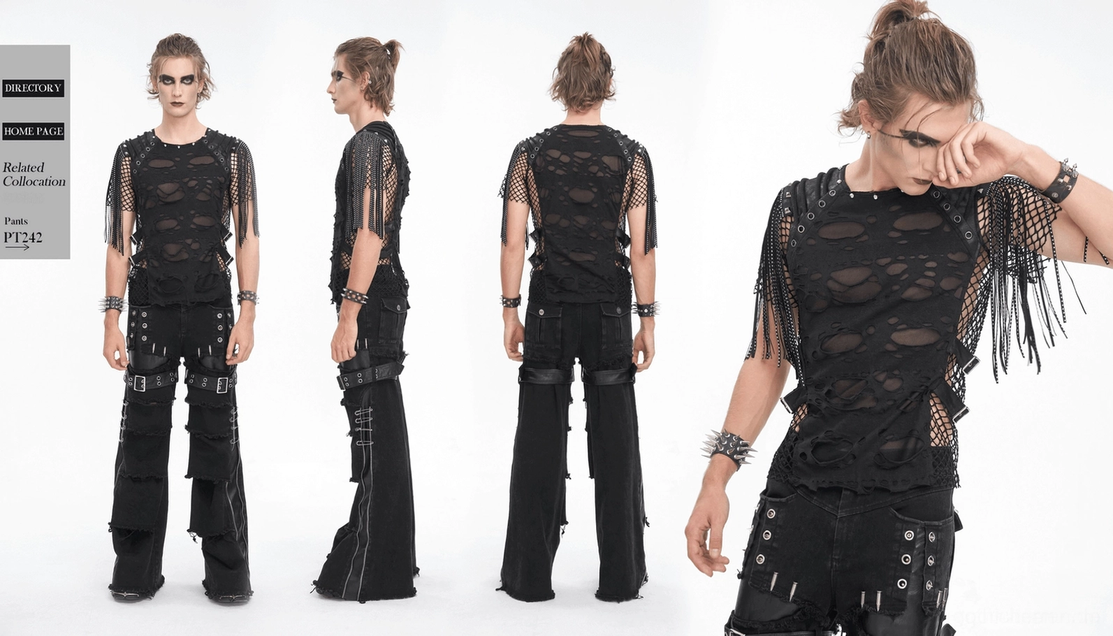 Schwarzes Gothic Mesh T-Shirt finales Produktfoto - Alternative Fashion Style und Punk-Ästhetik hervorgehoben