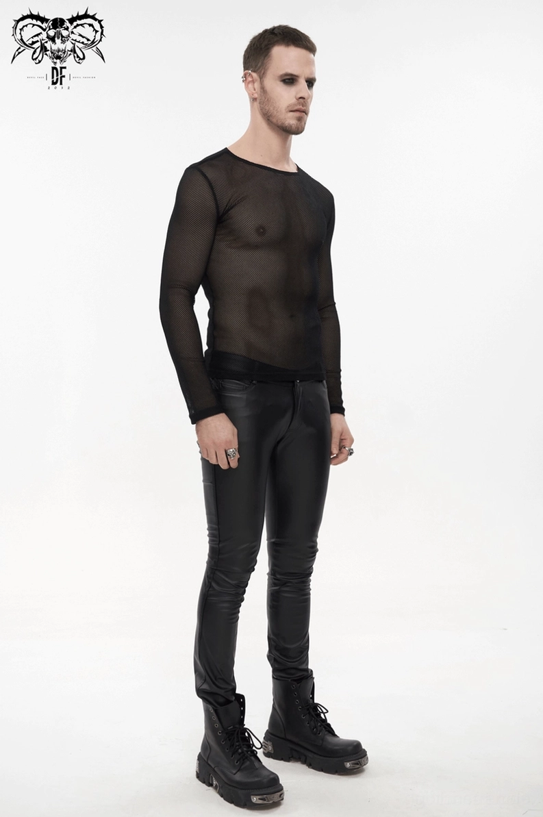 Schwarzes Hexagon-Netzoberteil Langarm – Layering-Ideen und Outfit-Kombinationen für Gothic- und Cyberpunk-Style