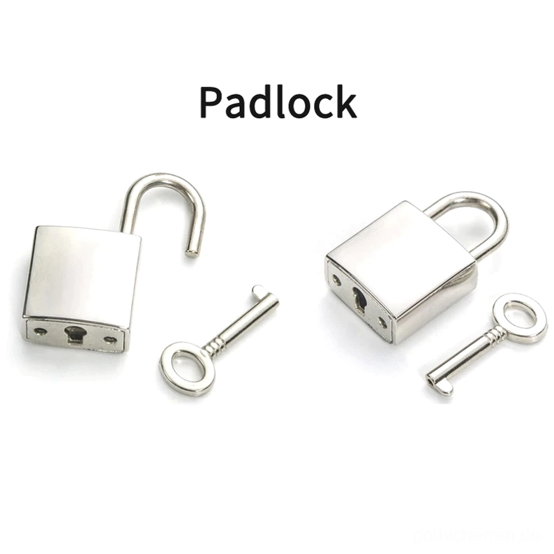 Schloss und schluessel gothic schmuck zubehoer set, silber quadratisches padlock mit passendem kleinem schluessel, zwei komplette saetze