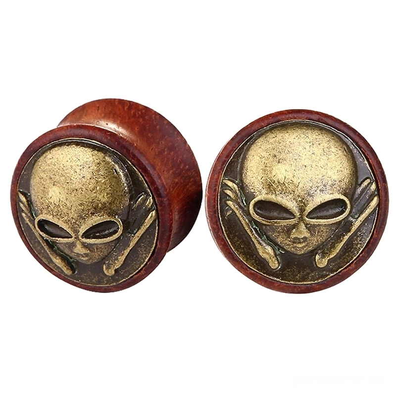 Weinrot Skelett Knochen Holzohrringe mit Vintage Bronze Totenkopf Knochen Design Gothic Flesh Tunnel Plugs 8-30mm Ohrdehner