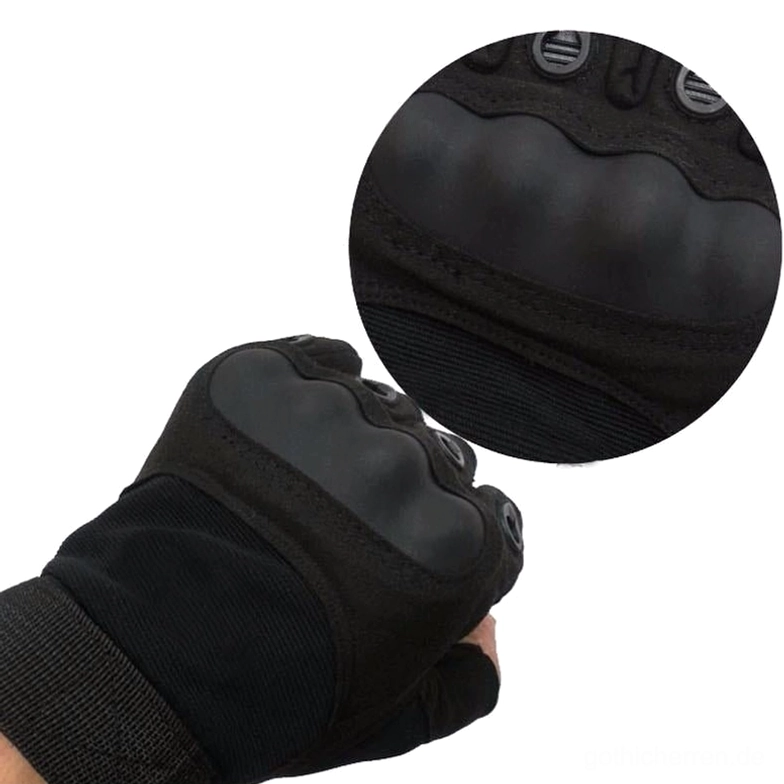 Taktische halbe Finger Combat-Handschuhe Nahaufnahme-Detail von Kohlefaser-Verstärkung und rutschfestem Handflächen-Konstruktion