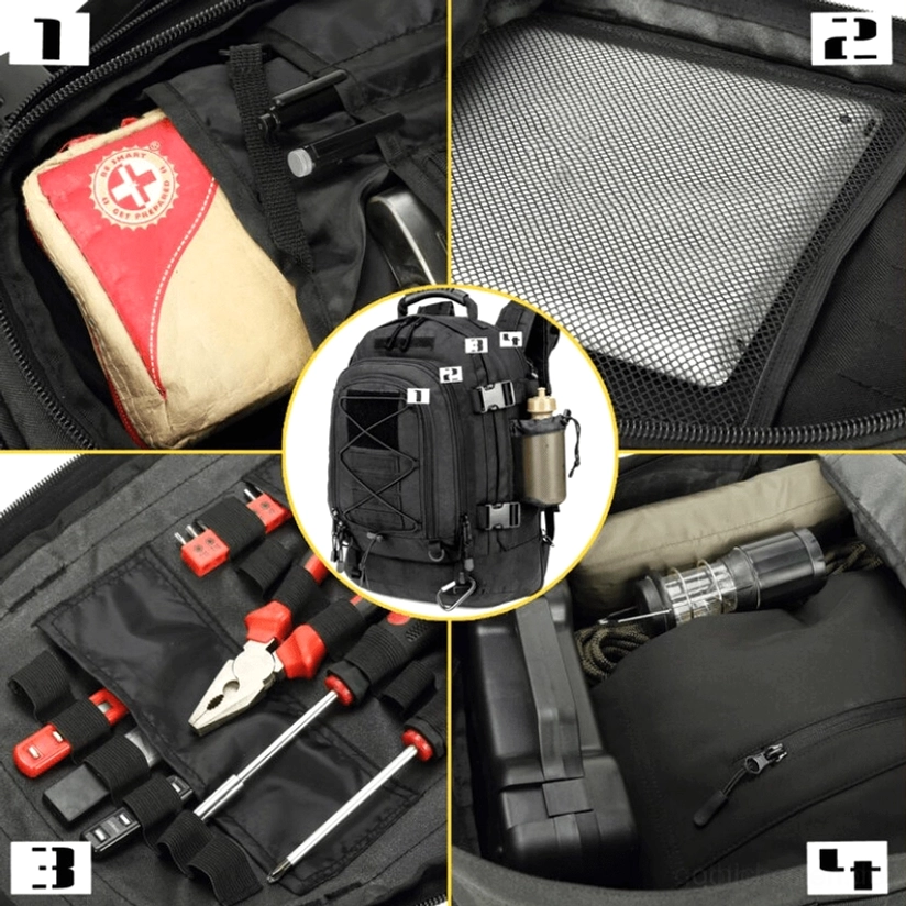 Darkwear Tactical Rucksack mit innerem Schlüsselhalter und Handy-Fach Organisationssystem - mehrere innere Speicherlösungen expandierbar 56-75L