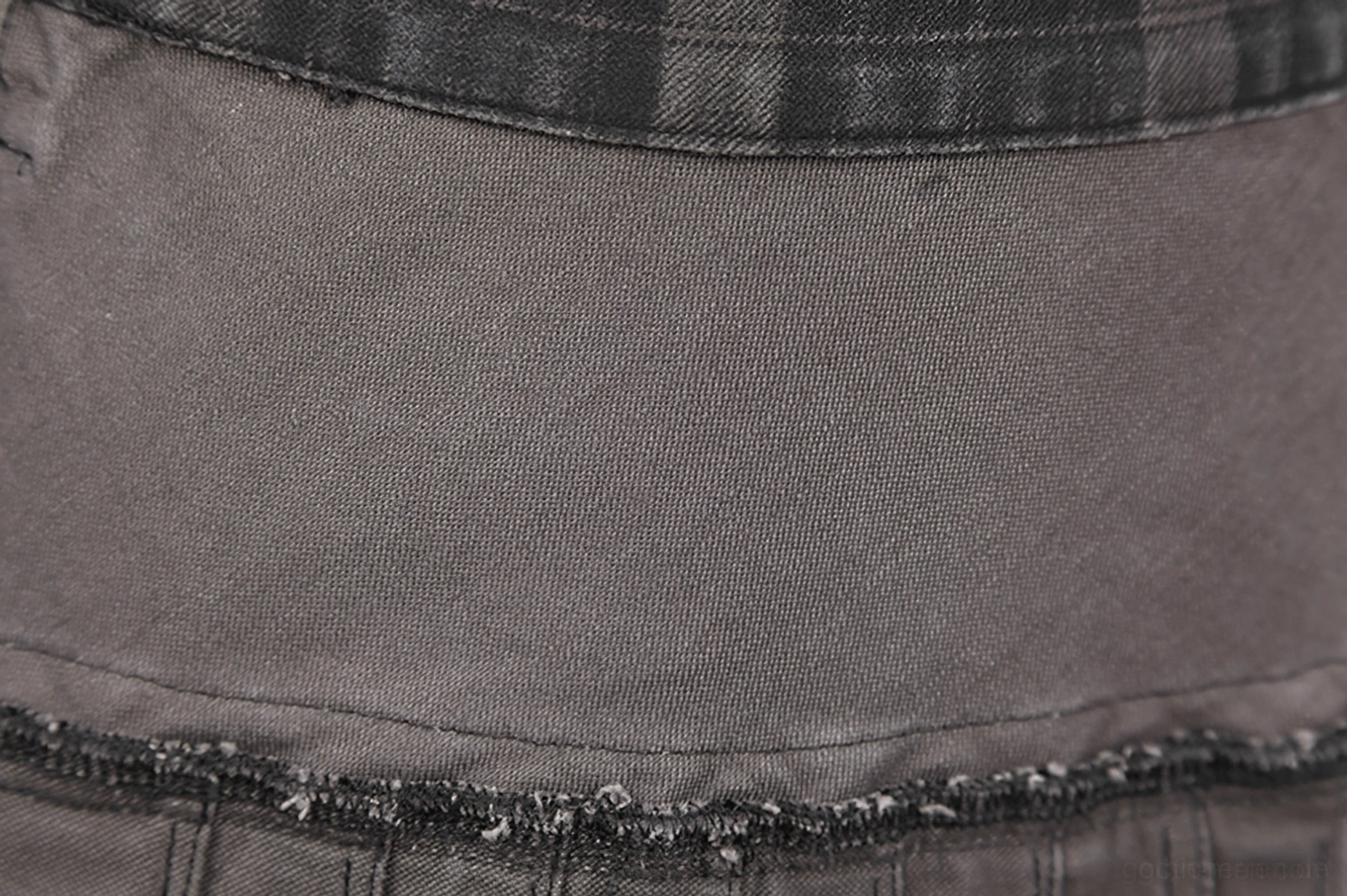 Nah-Detail Schwarzer Tartan Plaid Stoff Textur Webstruktur und Baumwoll-Spandex Faserzusammensetzung und Gewebe Qualität