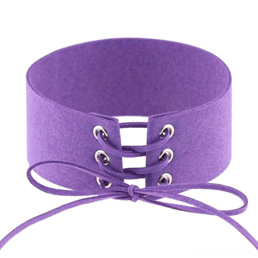 Tiefes Violett Velourssamt Halsband mit Schnürung und Metall-Ösen gothic aesthetik design
