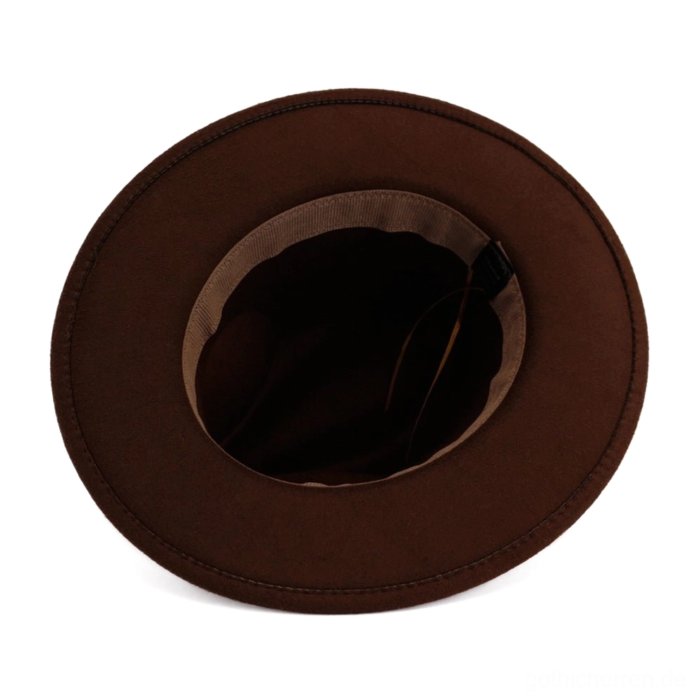 Vintage Trilby Fedora Hut Krone und Band Detail mit antiken Western-Schnallen, strukturelle Design-Ansicht