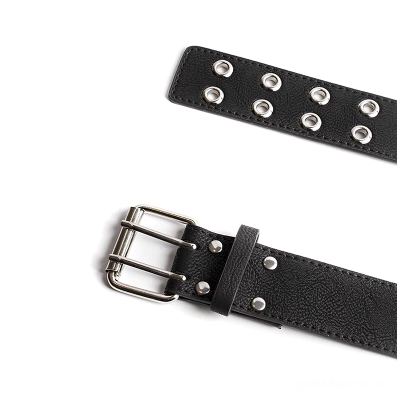 Unisex Gothic-Taillengürtel mit authentischer PU-Leder-Konstruktion und Punk-Rock-Doppelnieten-Design