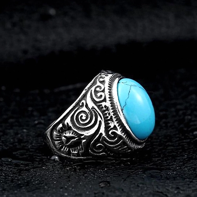 Vintage-Gothic-Ornamental-Siegelring mit ornamentaler Band, Dark-Romantic-Schmuckstil mit eingraviert Details in Vintage-Finish