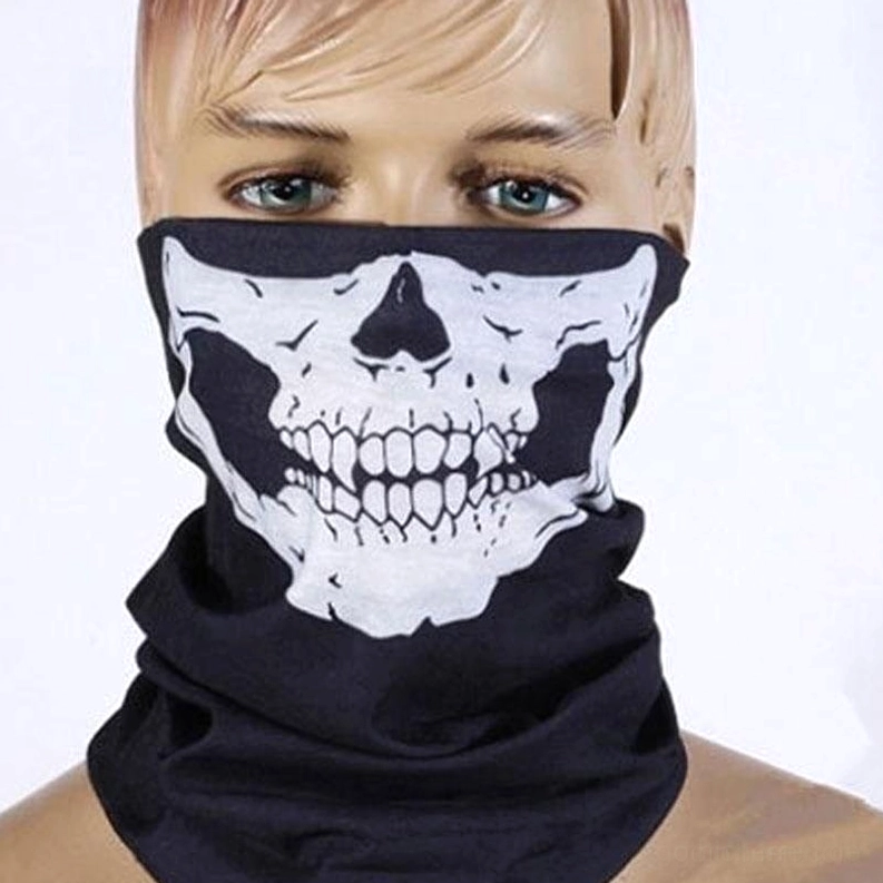 Violetter Totenkopf-bedruckter Gothic-Gesichtsmaske, königliches Violett-Schädel-Design auf schwarzem elastischem Balaclava mit mystischer Ausstrahlung