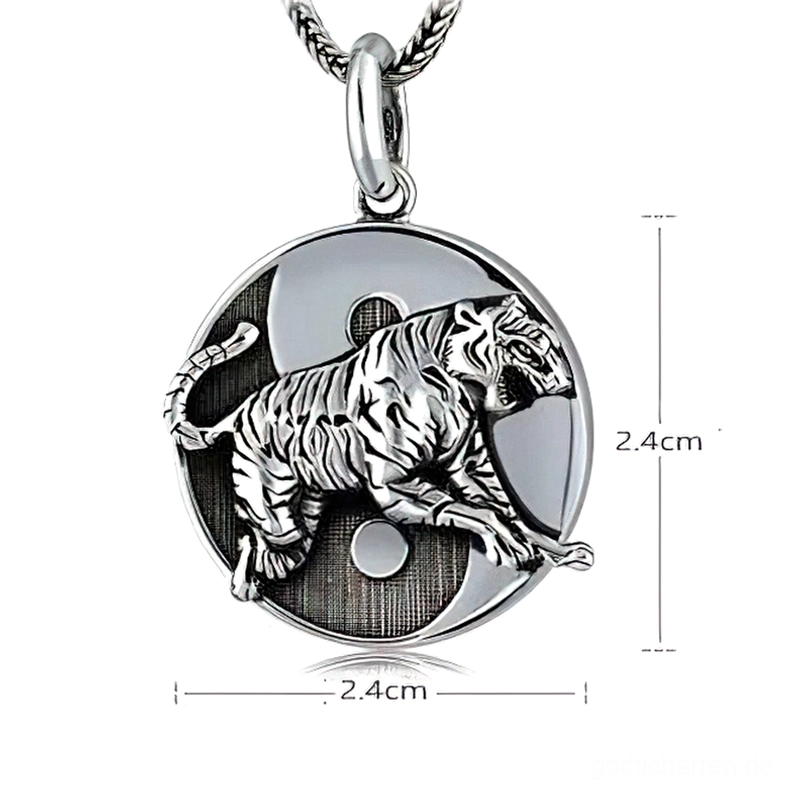 Weiße Tiger Yin Yang Anhänger mit Größenmarkierung 2,4cm Durchmesser hochrelief geprägt Tai Chi Disc